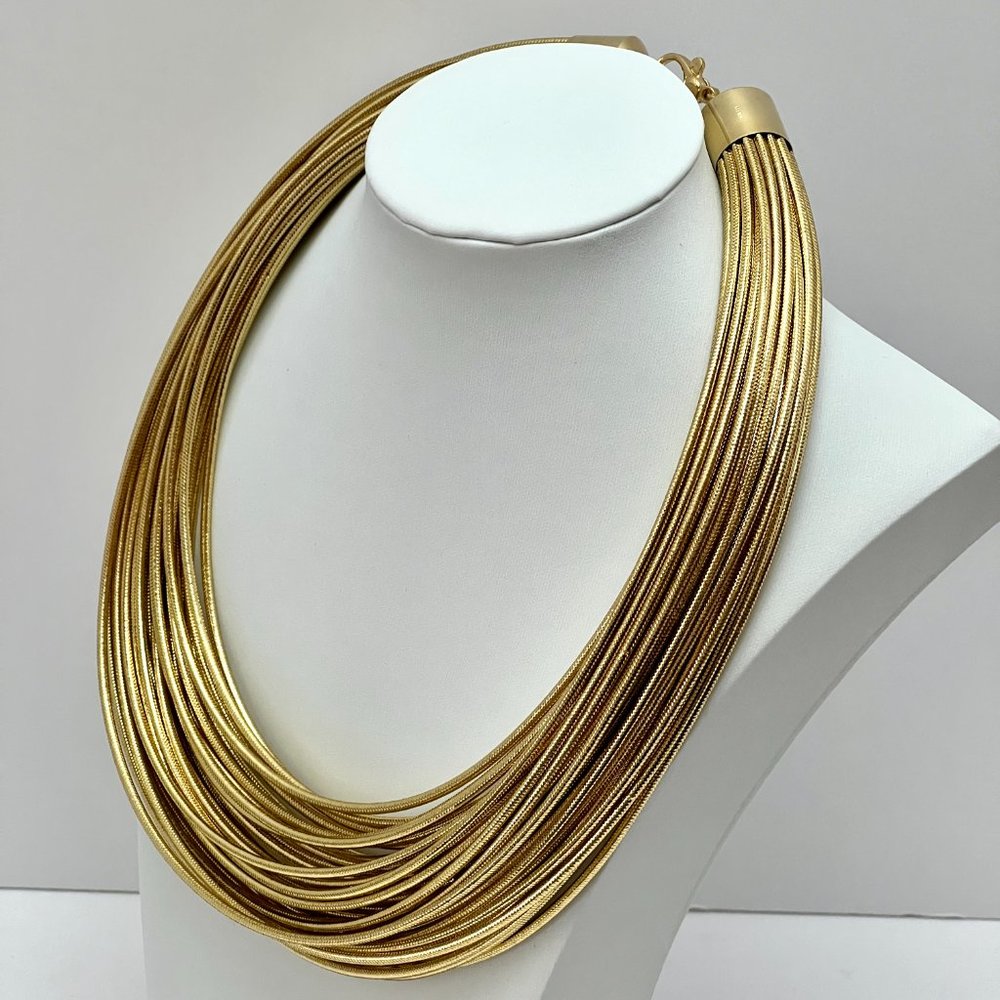 ❤️NEW❤️ 14K ITALIAN GOLD 36 Strands Necklace Oro Mesh Weave Silicone Wrapped - Picture 1 of 11